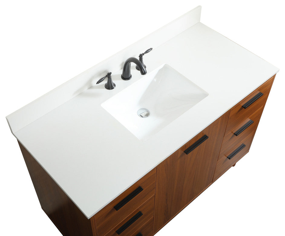 Home Living Modern Natural Oak-Light Bathroom Vanity, Teak, 48"