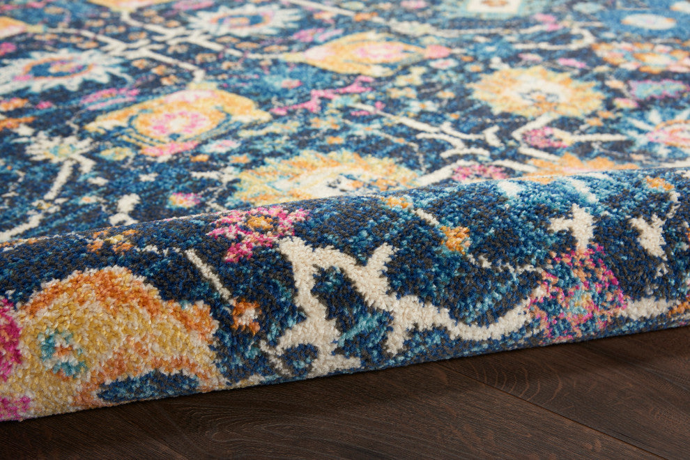 Nourison Passion 4' x Round Navy Bohemian Indoor Area Rug