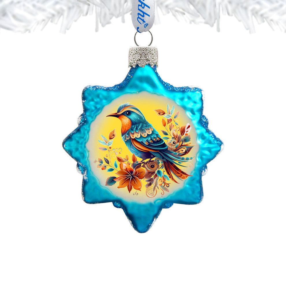 Blue Sparrow Mercury Glass Ornaments Wildlife Holiday Decor