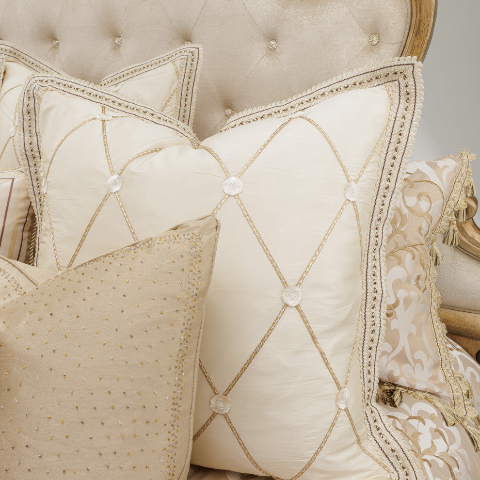 Aico Amini Luxembourg 13 Pc King Comforter Set in Creme