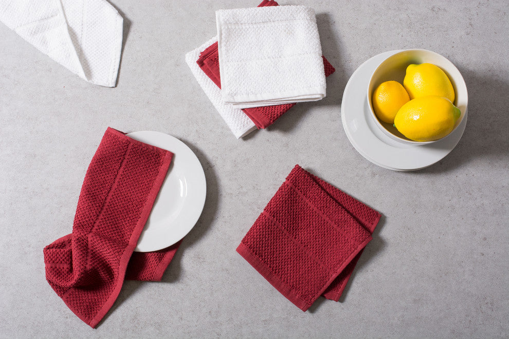 DII Assorted Barn Red Basic Chef Terry Dishcloth, Set of 6