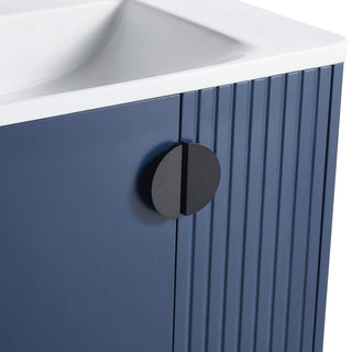 Venezian Single Bathroom Vanity, Navy Blue, 24", Black Handles, One Sink