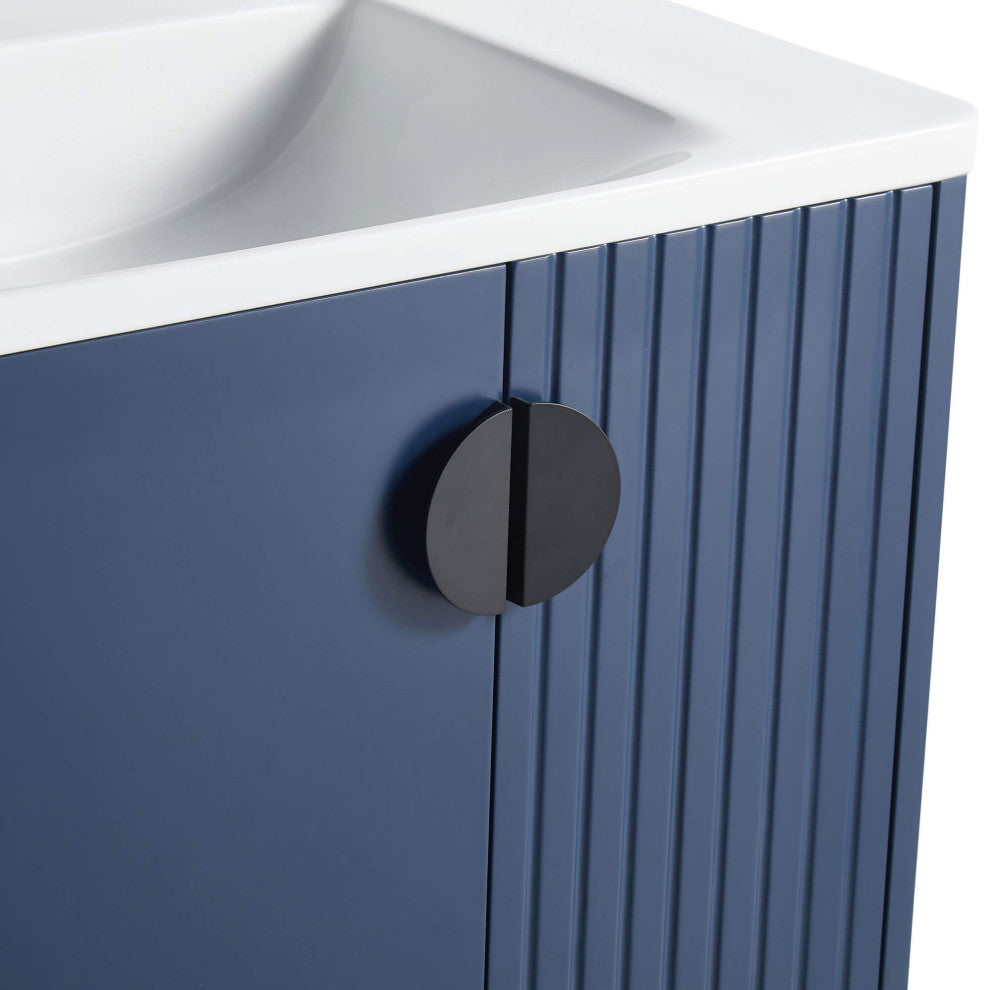 Venezian Single Bathroom Vanity, Navy Blue, 24", Black Handles, One Sink