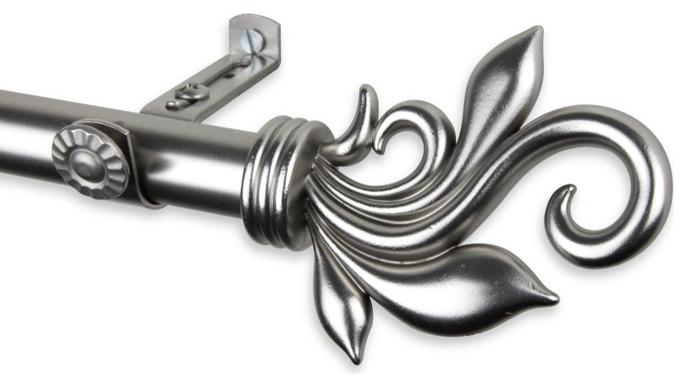 Giles 13/16" 4-Sided Bay Window Curtain Rod, Satin Nickel