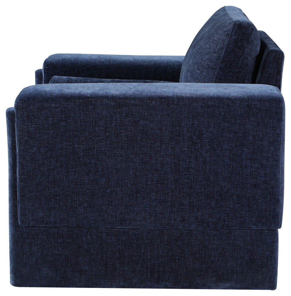 Madeline Chenille Fabric Upholstered Chair, Navy, Chair
