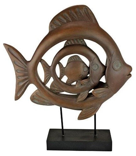 Concentric Tropical Ocean Fish Statue, Tropical Indoor Decor