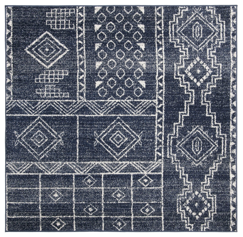 Safavieh Adirondack Adr206N Moroccan Rug, Navy/Silver, 6'0"x6'0" Round