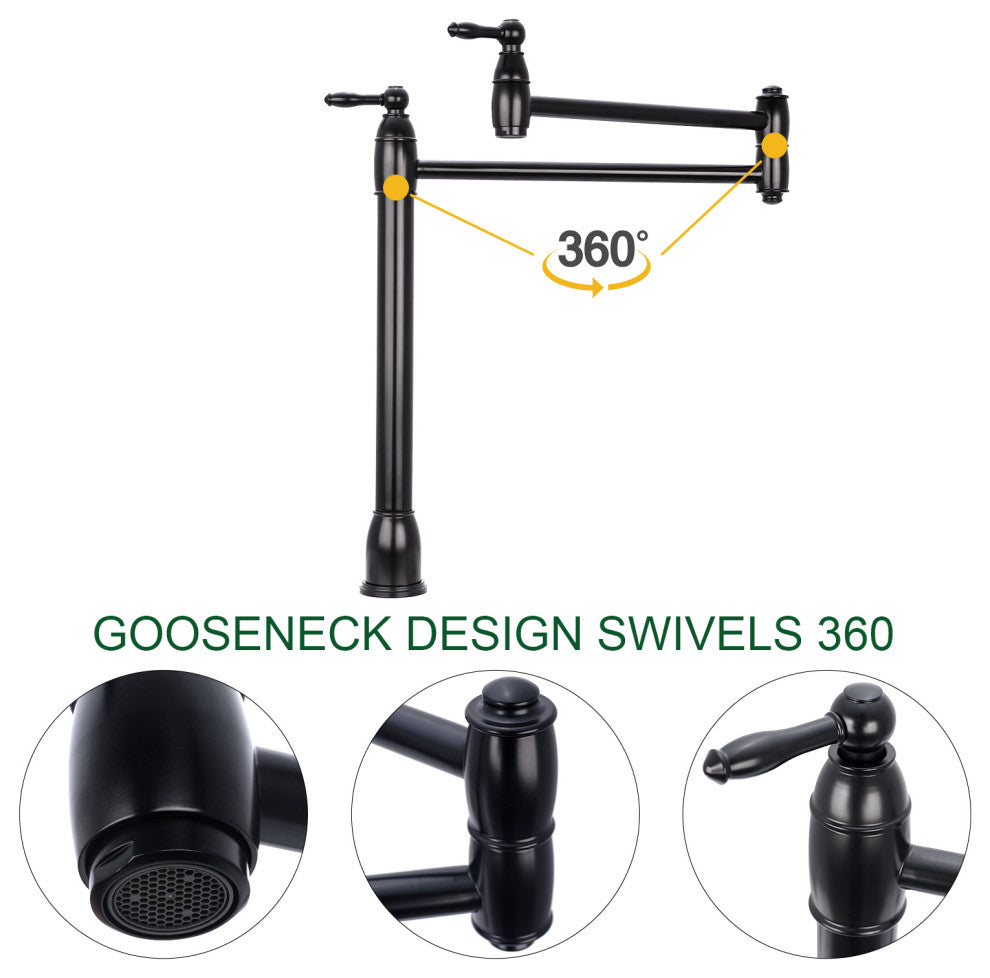 Copper Pot Filler Kitchen Faucet Deck-Mounted, Matte Black