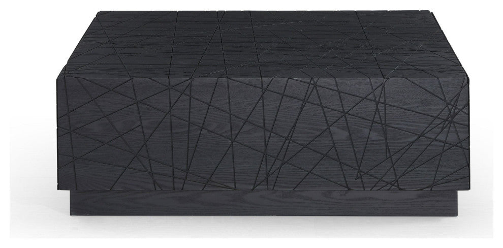 Modrest Kenda Modern Black Oak Square Coffee Table With Storage