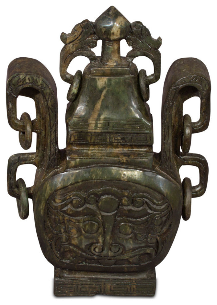 Hand Carved Imperial Style Chinese Jade Urn with Removable Lid