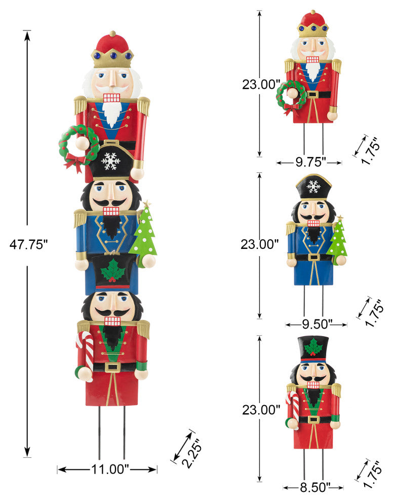 Metal Nutcracker Yard Stakes, 3-Piece Set