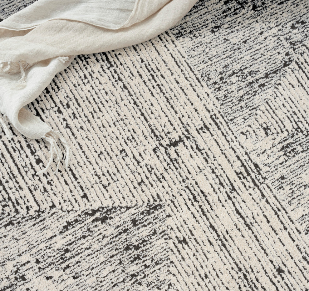 Calvin Klein CK024 Irradiant 9' x 12' Cream Black Modern Indoor Area Rug