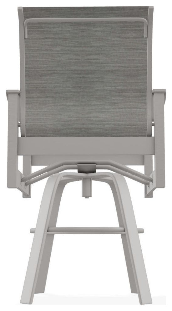 Leeward Sling Bar Height Outdoor Swivel Armchair, Sicily/Warm Gray