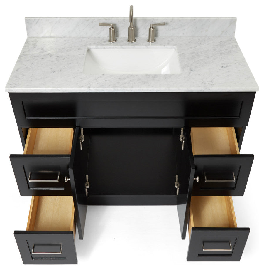 Ariel Hamlet 43" Rectangle Sink Bath Vanity, 0.75" Carrara Marble