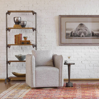 Product displayed in a living space context with seating and decor.