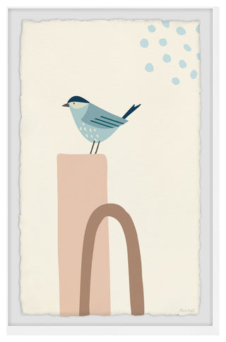 "Bird on Pillar" Framed Painting Print, 16x24