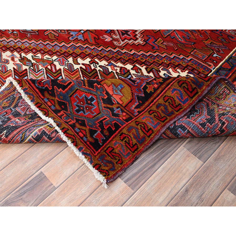Barn Red Vintage Persian Heriz Pure Wool Hand Knotted Oriental Rug 10'x12'8"