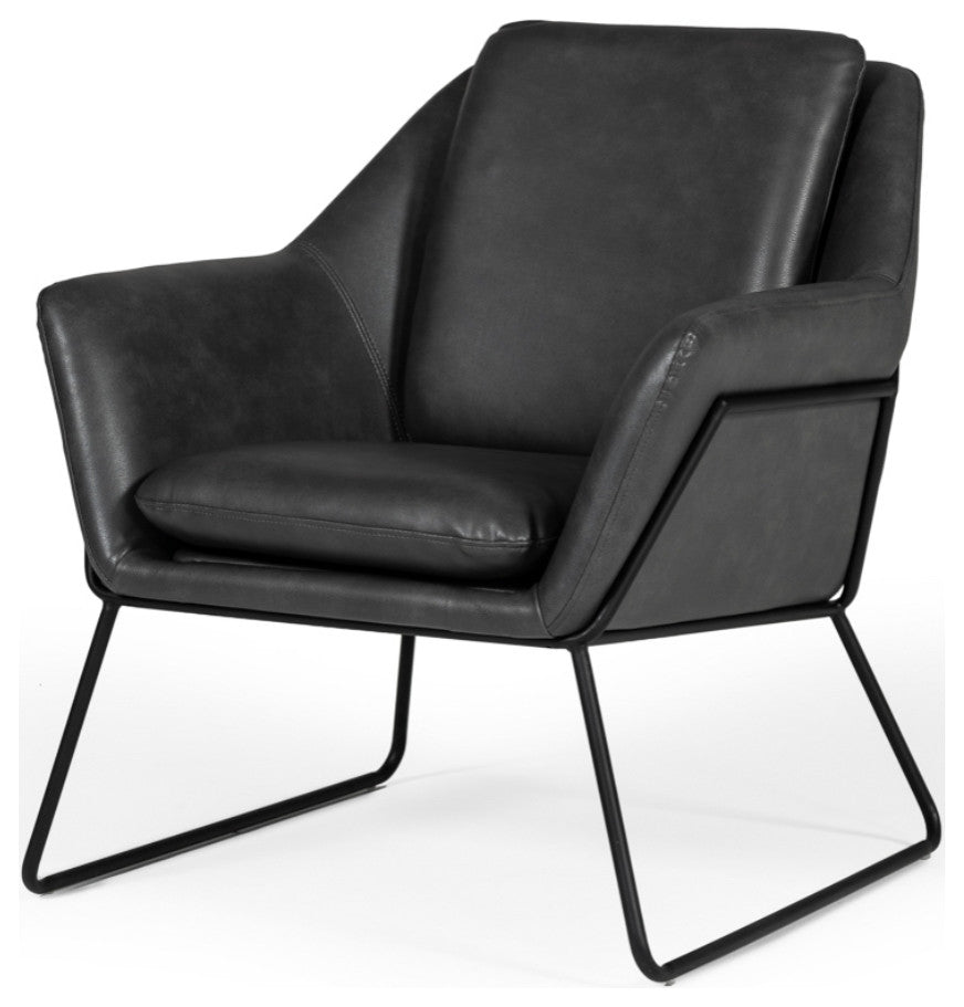 Modrest Jennifer Industrial Dark Grey Eco-Leather Accent Chair