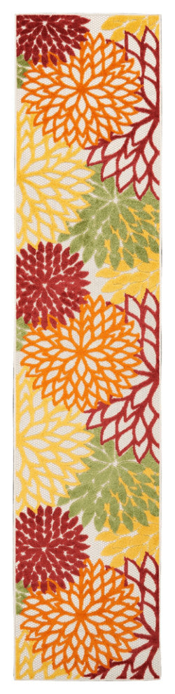 2' X 10' Red Floral Non Skid Runner Rug