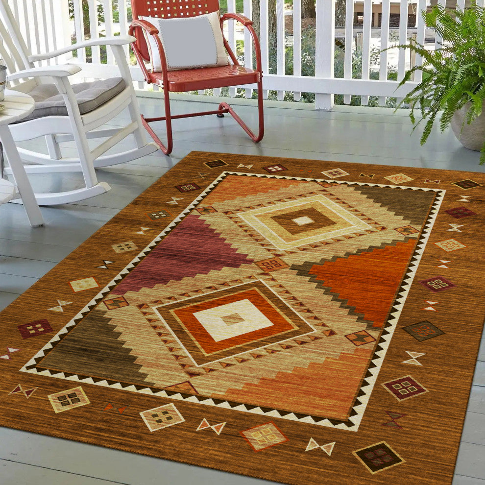 Indoor/Outdoor Phoenix PH2 Walnut Machine Washable 3' x 5' Rug