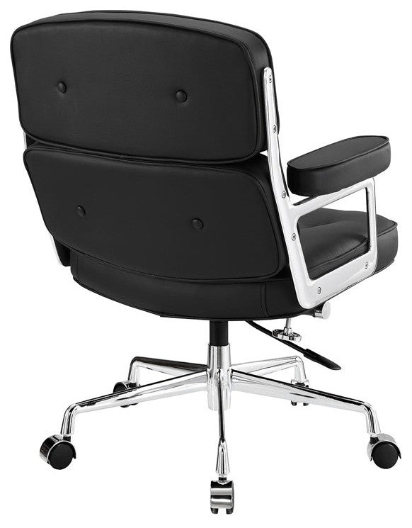 Modern Lobby Executive Office Chair Genuine Leather, Black