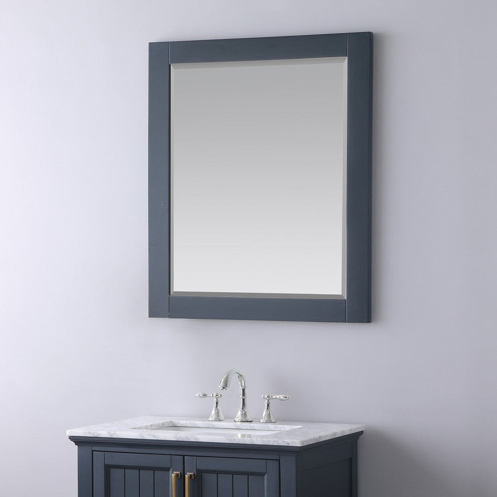 Maribella Rectangular Bathroom Wood Framed Wall Mirror, Blue, 28"