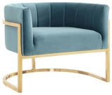 TOV Furniture Magnolia Sea Blue Chair with Gold Base