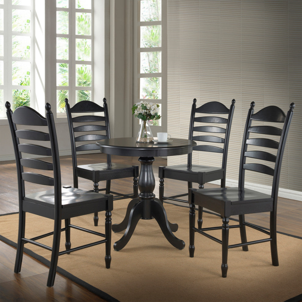 Bella 30" Round Pedestal Table, Antique Black