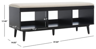 Safavieh Cricket Open Shelf Bench, Creme/Black