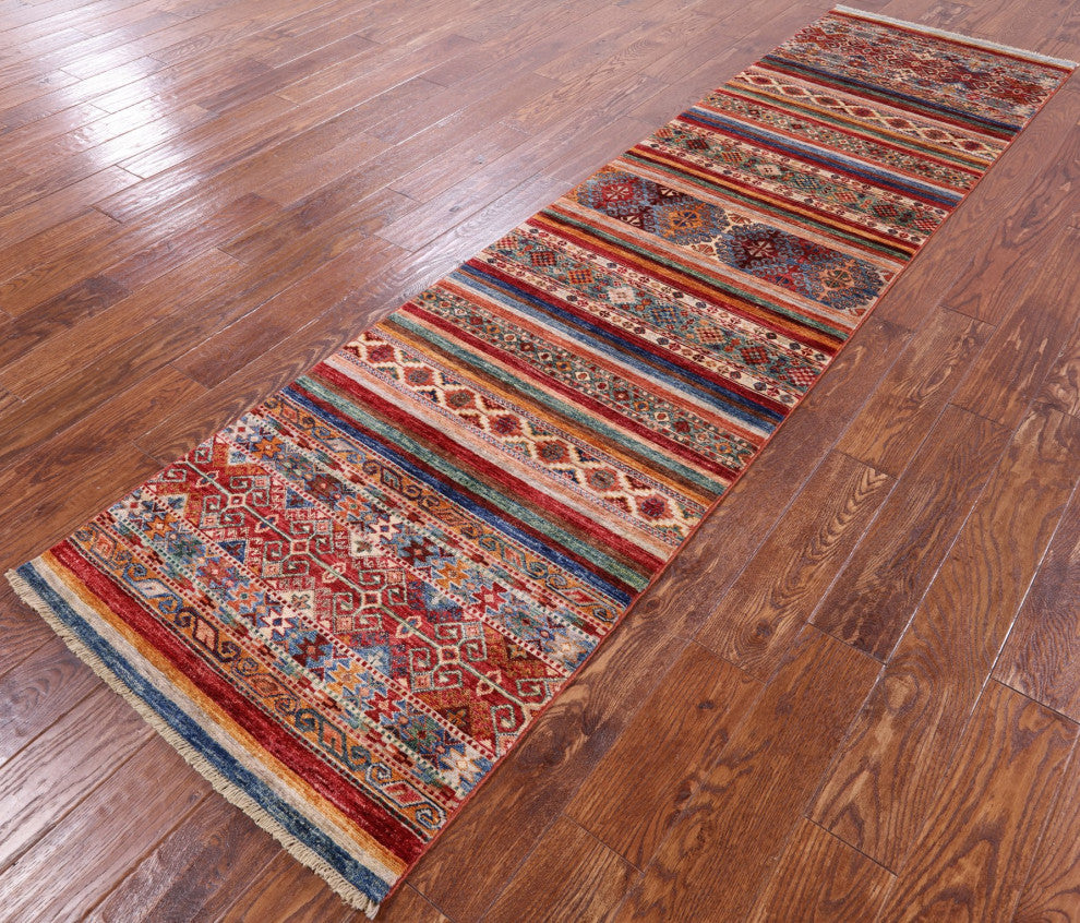 Khorjin Super Kazak Handmade Runner Rug 2' 7" X 9' 10" Q7486