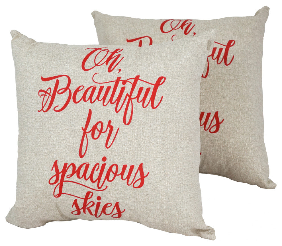 17" Outdoor Throw Pillows, Set of 2, "Oh, Beautiful"