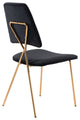 Dining Chair, Set of 2, Steel Metal, Fabric, Black, Gold, Kitchen Cafe Bistro