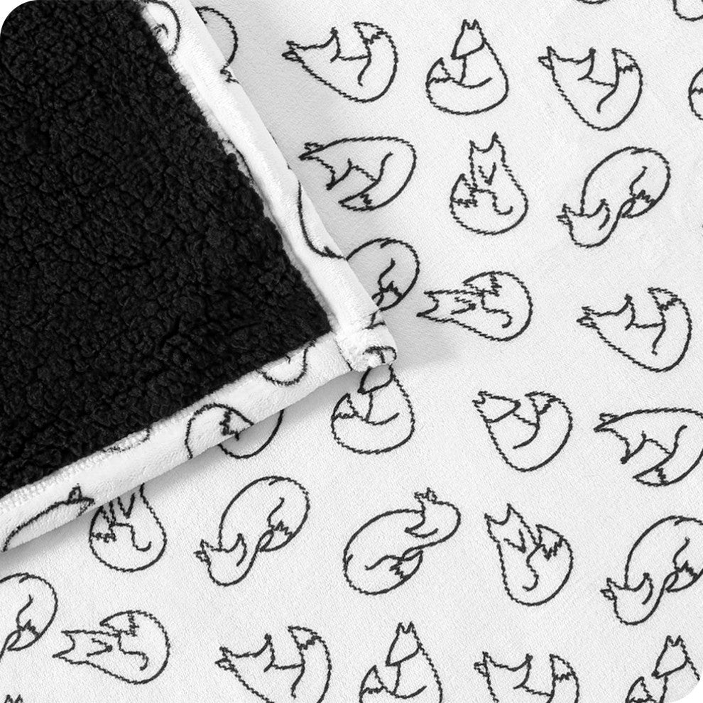Fleece Sherpa Blanket, Feelin' Foxy, Throw