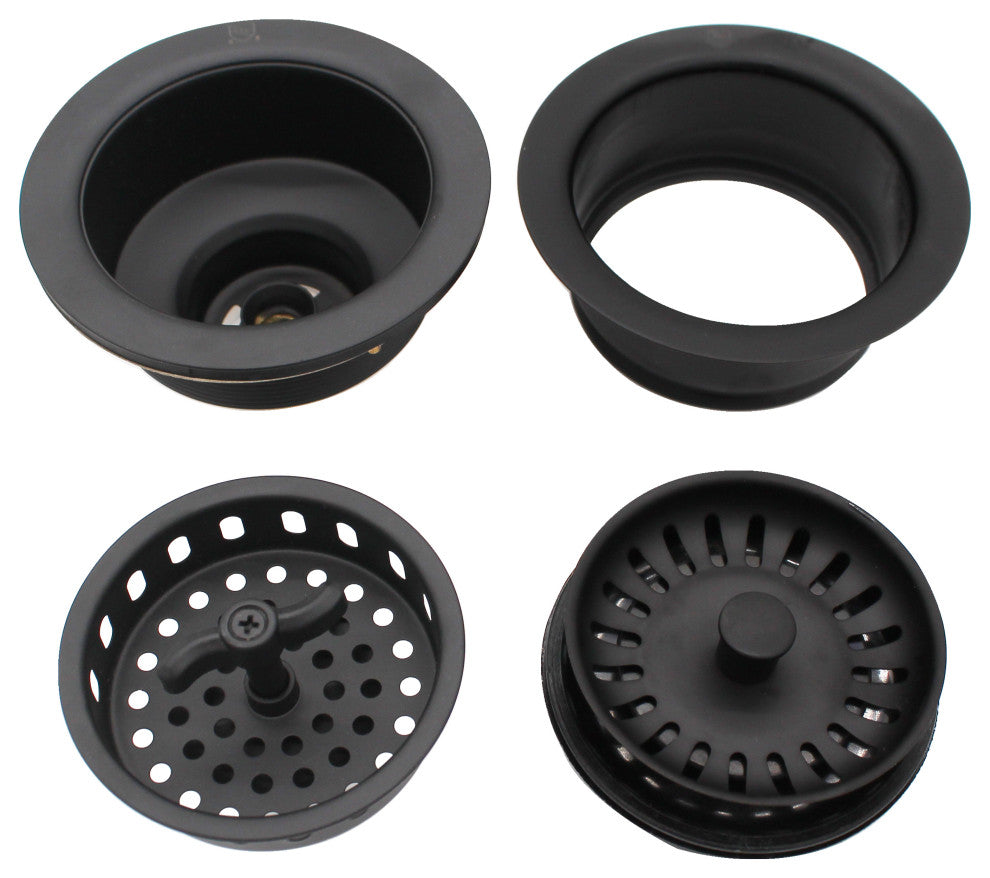 CO2155S Combo 3.5" Wing Nut Twist Style Large Kitchen Sink, Matte Black
