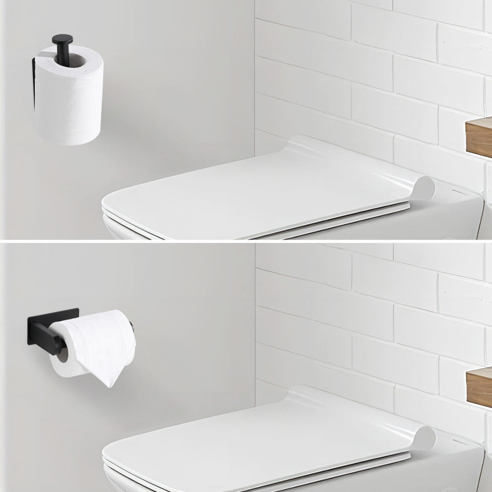 Wall Mounted Self-Adhesive Bathroom Toilet Paper Holder Roll Dispenser, Matte Black
