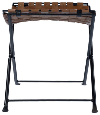 Karma Brown Woven Leather Stool