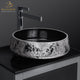 Exte Luxe Bathroom Vessel Sink, Black and Silver