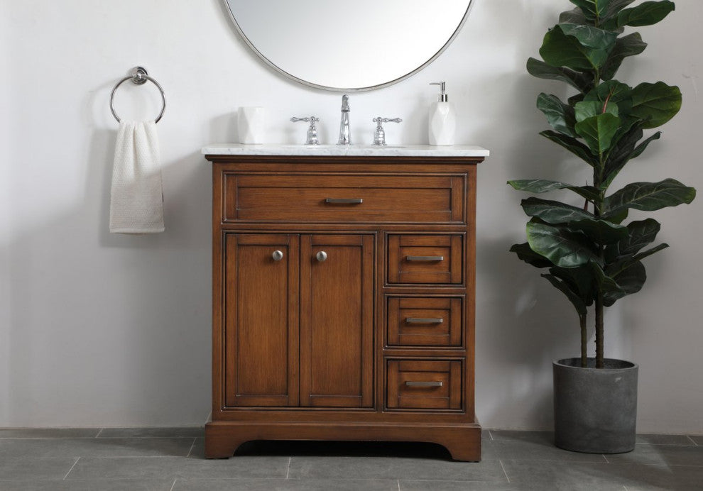 Asher 32" Single Bathroom Vanity, Teak