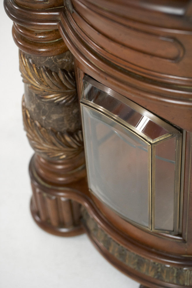 Villa Valencia Wood China Cabinet with Lighting, Classic Chestnut