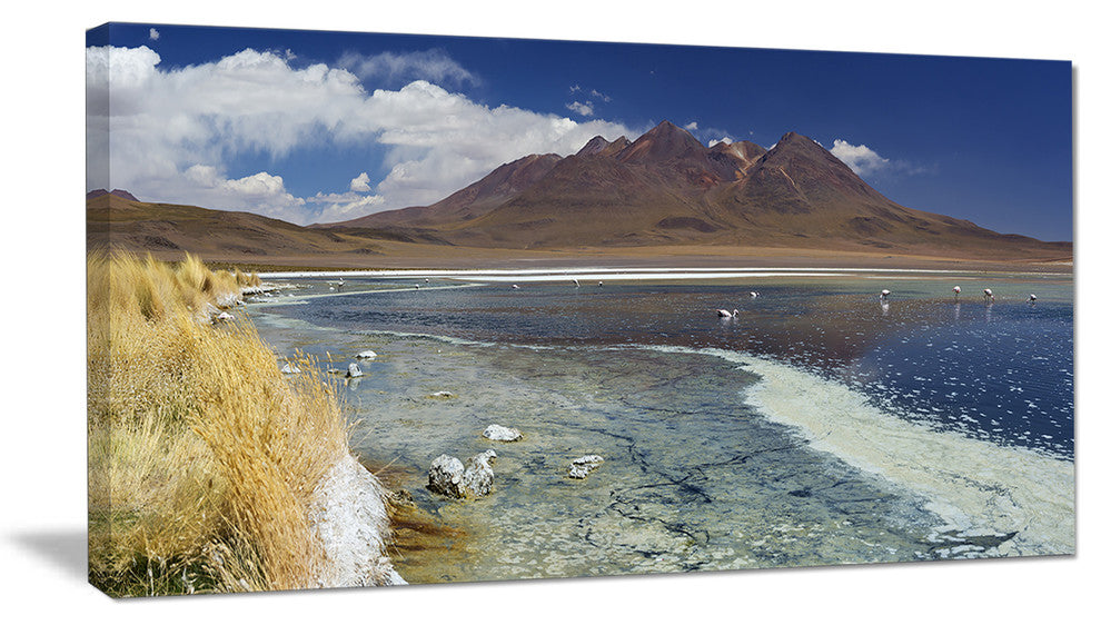 Desert Lake Laguna Canapa on Sunny Day, Modern Seashore Canvas Wall Art, 40x20