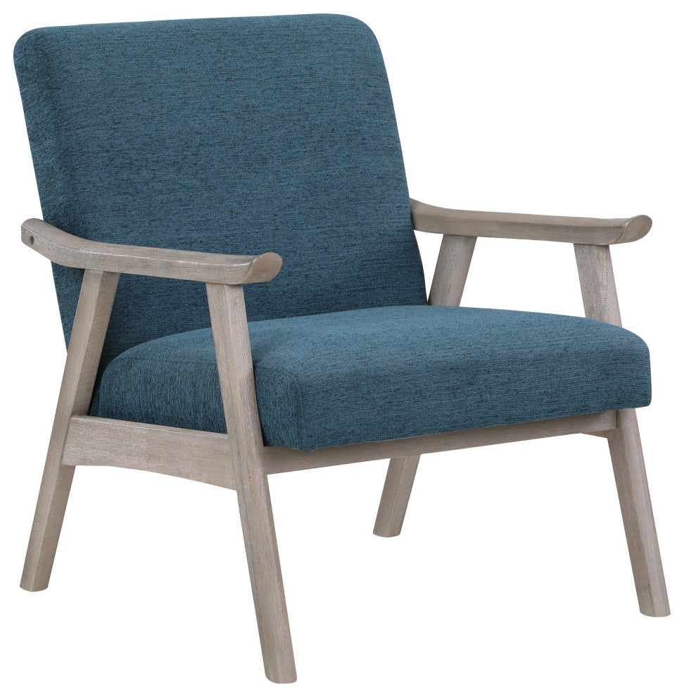 Weldon Armchair, Azure Fabric With Brushed Gray Finished Frame