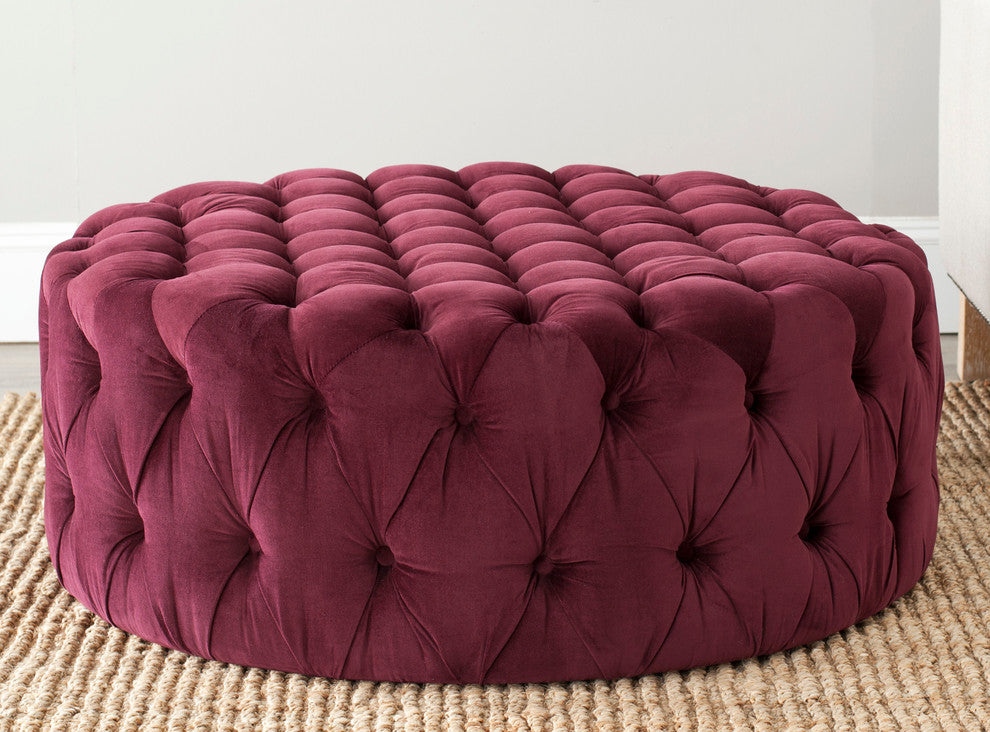 Safavieh Charlene Tufted Ottoman, Bordeaux