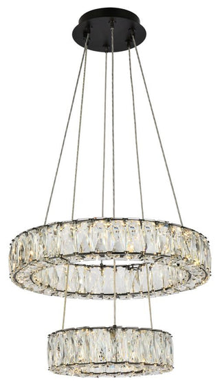 Elegant Lighting 3503G18 Monroe 2 Light 18"W LED Crystal Ring - Black