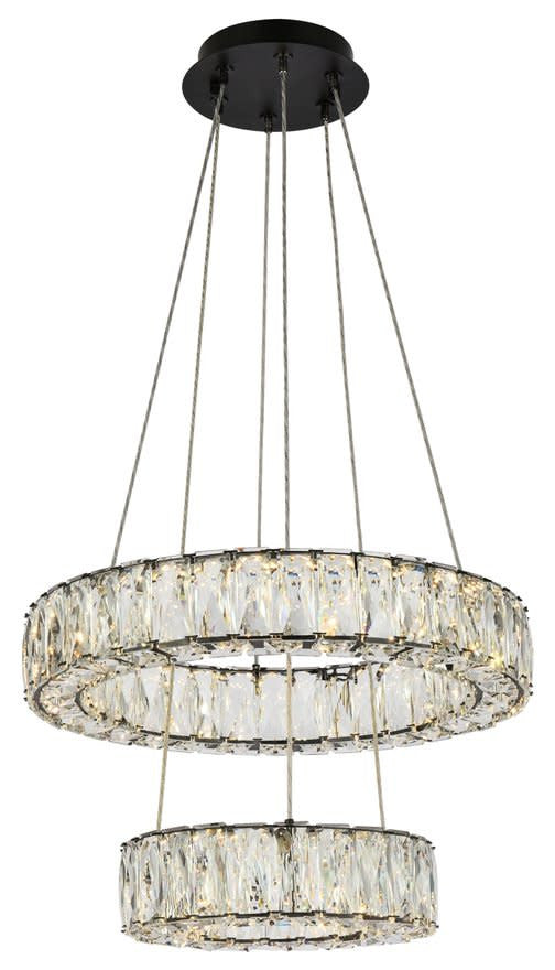 Elegant Lighting 3503G18 Monroe 2 Light 18"W LED Crystal Ring - Black