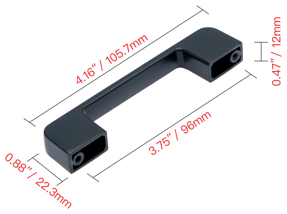 Utopia Alley Zinc Cabinet Pull, 3.75"/5.0" Center to Center, Matt Black, 3.75", 1 Pack