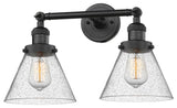 Large Cone 2-Light LED Bath Fixture, Matte Black, Glass: Seedy