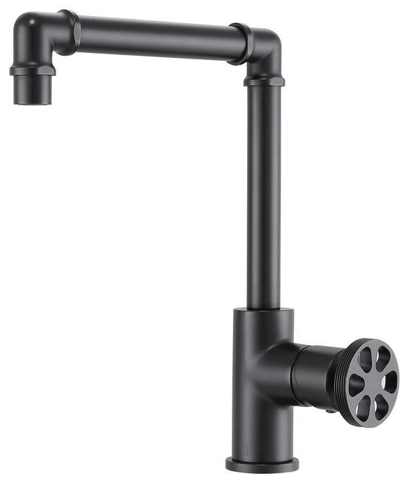 Urban Round Wheel Handle 1-Hole Bathroom Faucet in Matte Black