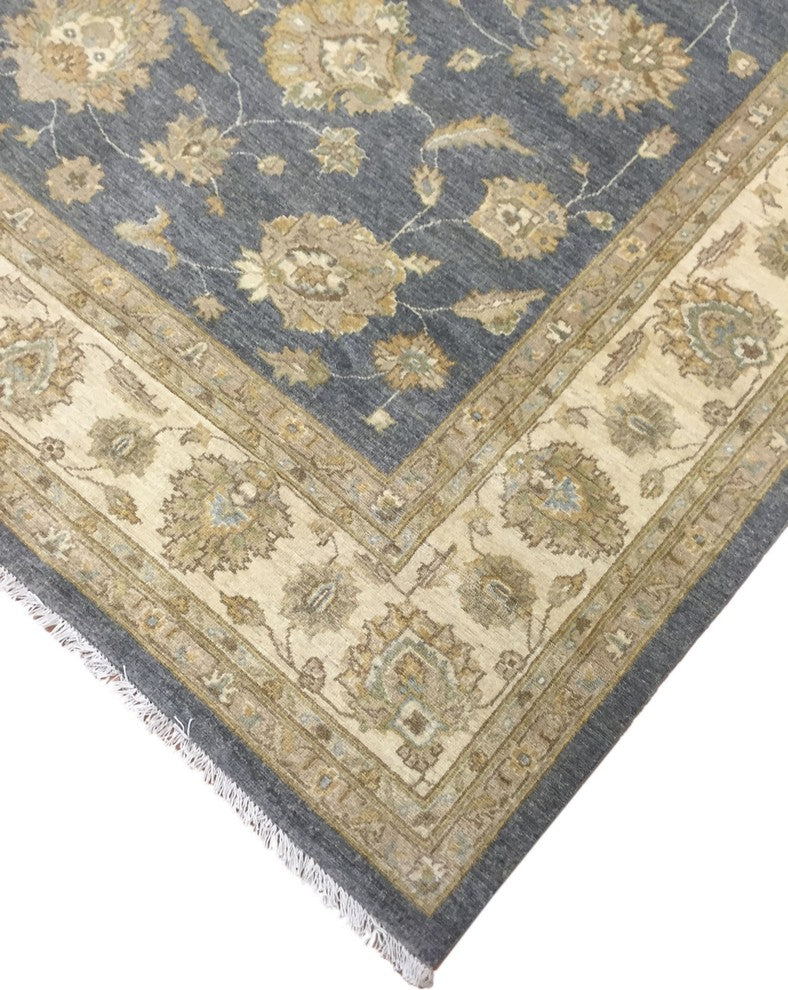 Peshawar Sitora Gray Hand-Knotted Rug, 8''1x9''11