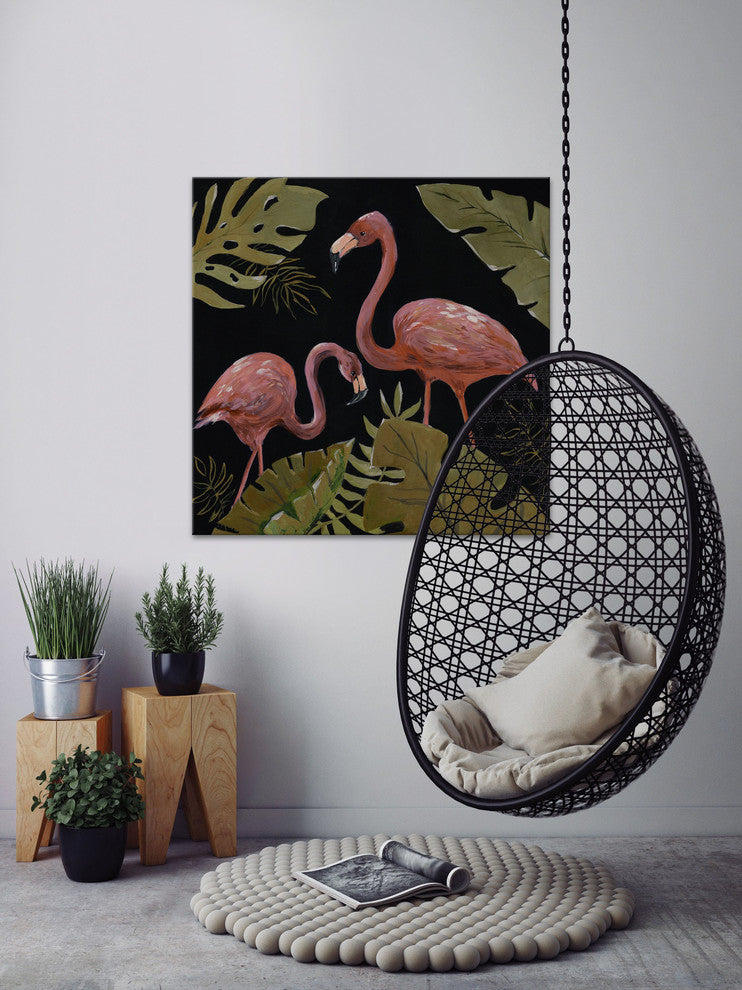 "Flamingos Sweetheart I" Painting Print on Wrapped Canvas, 32"x32"