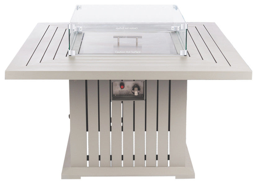 EvFires 43" Aluminum Fire Pit Table, Gray Fire Pit With Windguard, Silver Clips